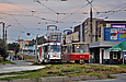 Tatra-T6B5 #4573 16-го маршрута и Tatra-T3A #4055 6-го маршрута на улице Академика Павлова перед перекрестком с улицей Семиградской