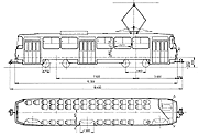 Габаритный чертеж трамвайного вагона Tatra-T6B5