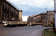 Площадь Розы Люксембург - самый оживленный трамвайный узел Харькова тех времен. На переднем плане вагоны "Х"-"М" #390-750