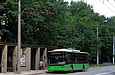 ЛАЗ-Е183А1 #2110 35-го маршрута на улице Гвардейцев-Широнинцев перед отправлением от остановки "Микрорайон 607"