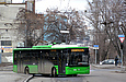 ЛАЗ-Е183А1 #3402 13-го маршрута выезжает на улицу Харьковских дивизий из съезда, соединяющего улицу с Московским проспектом