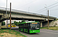 ЛАЗ-Е183А1 #3408 45-го маршрута на улице Роганской под путепроводом, по которому проходит Окружная дорога