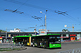 ЛАЗ-Е301D1 #2201 главного маршрута Евро-2012 на проспекте Ленина поворачивает на конечную "Ст.м. "Научная"
