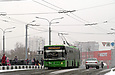 ЛАЗ-Е301D1 #2222 3-го маршрута на улице Гамарника следует по Подольскому мосту