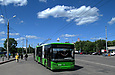 ЛАЗ-Е301D1 #2222 1-го маршрута на проспекте Маршала Жукова отправляется от остановки "Дворец спорта"