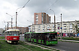 ЛАЗ-Е301D1 #2226 3-го маршрута и Tatra-T3SUCS #683 8-го маршрута на проспекте Героев Сталинграда в районе проспекта Гагарина