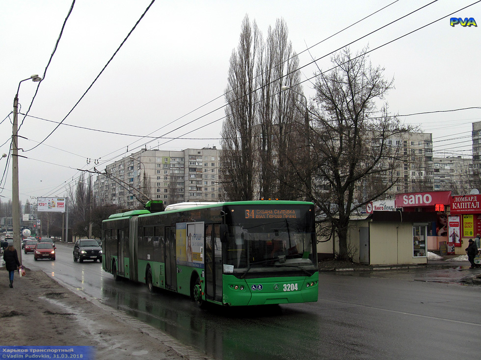 ЛАЗ-Е301D1 #3204 34-го маршрута на улице Валентиновской в районе улицы Академика Павлова
