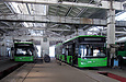 ЛАЗ-Е301D1 #3218 и ЛАЗ-Е183А1 #3401 в цеху технического обслуживания и осмотра Троллейбусного депо №3