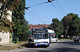 Škoda-14Tr18/6M #2401 19-го маршрута и #2407 5-го маршрута на улице Ньютона выезжают из Троллейбусного депо №2