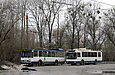 Škoda-14Tr18/6M #2412 и ЗИУ-682Г-016-02 #2342 3-го маршрута на конечной станции "Улица 12-го Апреля"