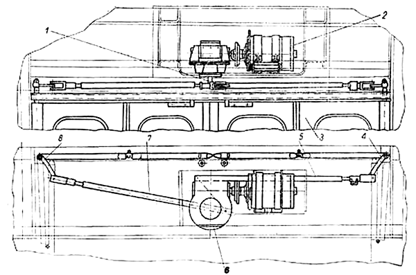 Схема дверного привода троллейбуса ЗИУ-5