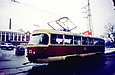 Tatra-T3SU #373 15-го маршрута на перекрестке Харьковской набережной, улицы Шевченко и улицы Маршала Бажанова